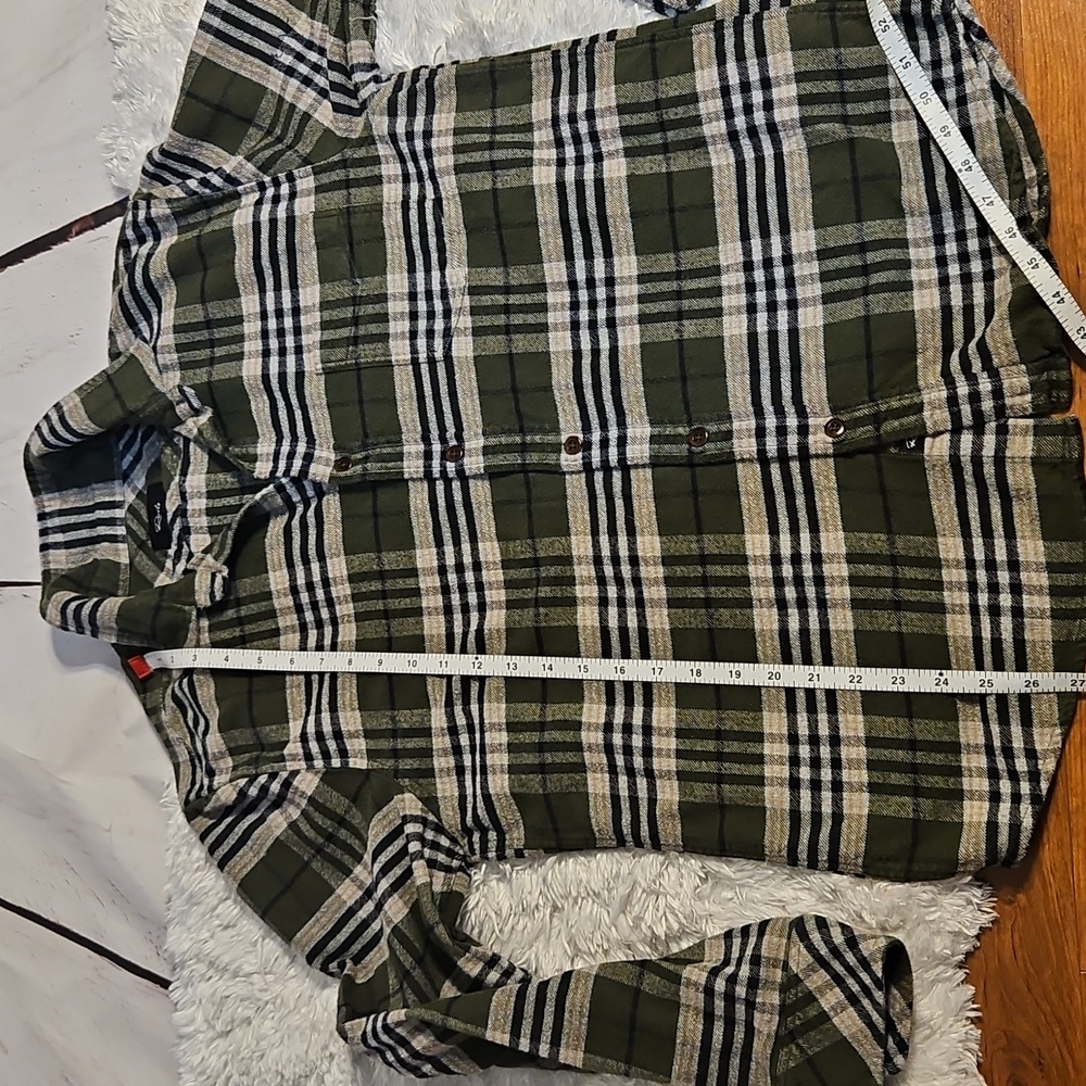 Rails Women's L Flannel Button Down Shirt Olive Green Plaid Long Sleeve LaRGE - Picture 7 of 11